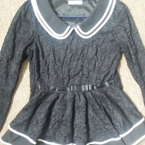Black laced blouse with Peter pan collar